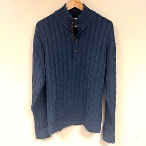 Alex Cannon cable knit merino wool sweater L